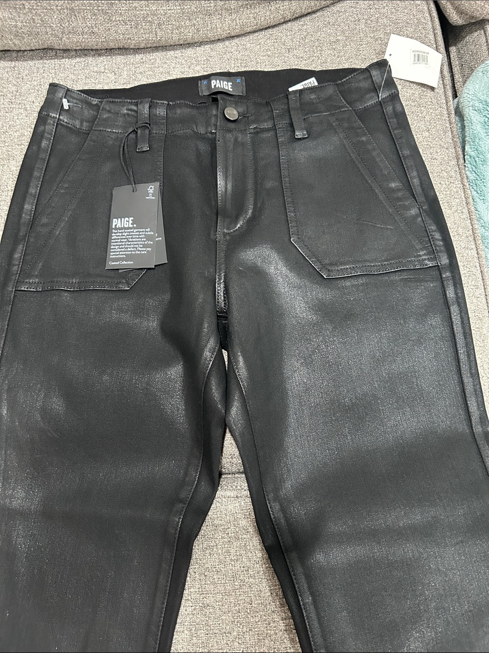 PAIGE Men’s Black Coated Slim Jogger Jeans